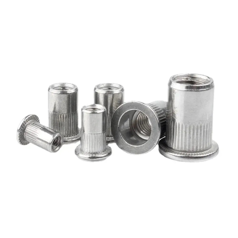 M3 M4 M5 M6 M8 M10 304 Stainless Steel Rivnut Flat Head Threaded Nut Vertical Stripe Rivets Insert Nutsert Cap Rivet Nuts