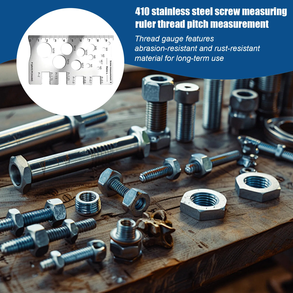 Screw Thread Pitch Gauge Ruler Measuring Tool Bolt Nut Metric Machining Threads Screw Cutting Gauge Angle Model Measuring