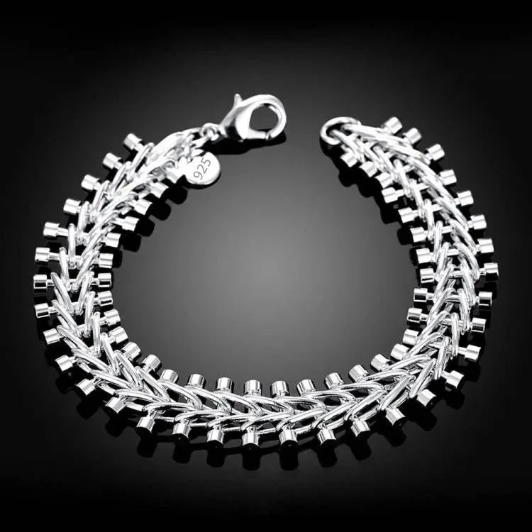 Fine 925 Sterling Silver Noble Nice Chain Solid Bracelet for Women Men Charms Party Gift Wedding Fashion Jewelry Hot Model - 