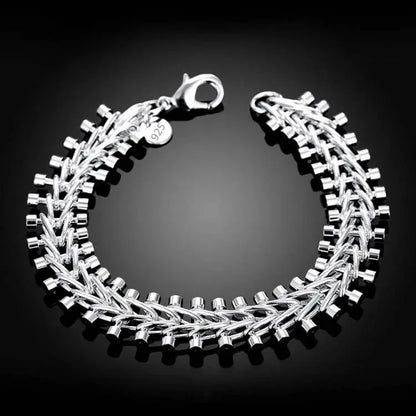 Fine 925 Sterling Silver Noble Nice Chain Solid Bracelet for Women Men Charms Party Gift Wedding Fashion Jewelry Hot Model - 