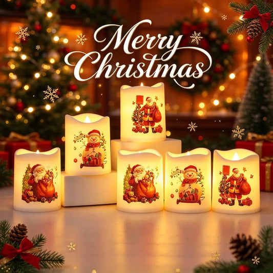 6PCS Christmas LED Candle Lamps Battery Powered Home Table Decor Candle Lamp Halloween Party Decoration Supplies Holiday Gift