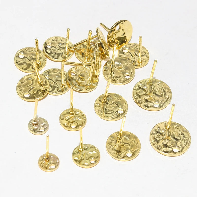 20pcs 6-12mm Stainless Steel Earring Studs Pins Craft Findings for Stud Earrings DIY Jewelry Making Accessories Findings