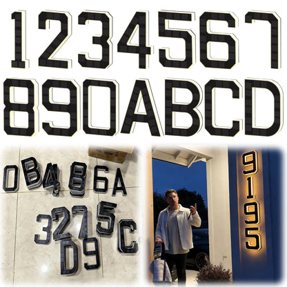 Light Up Address Numbers Dusk To Dawn LED Illuminated Modern Address Sign for Outside House Light Up Courtyard Hotel Bar