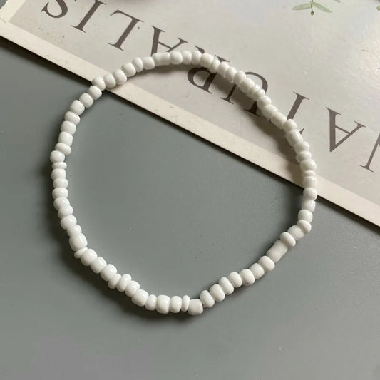 White Anklet for Women Colorful Fashion Girl Tiny Seed Beads Foot Bracelet Yellow Bohemian Anklet Gift Jewelry