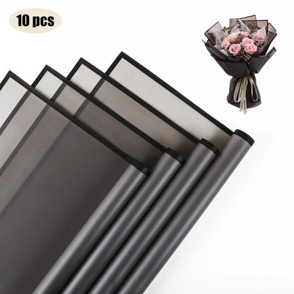 10 Sheets Flower Wrapping Paper with Golden Edges, Waterproof Bouquet Packaging - Ideal for DIY Weddings & Birthdays - 03-T-b