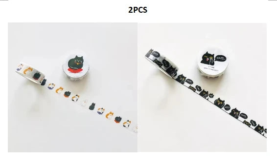 Washi Tapes Cartoon Cat Masking Tape Washi Stickers Scrapbooking Adhesive DIY Decorative Stationery School Supplies - H