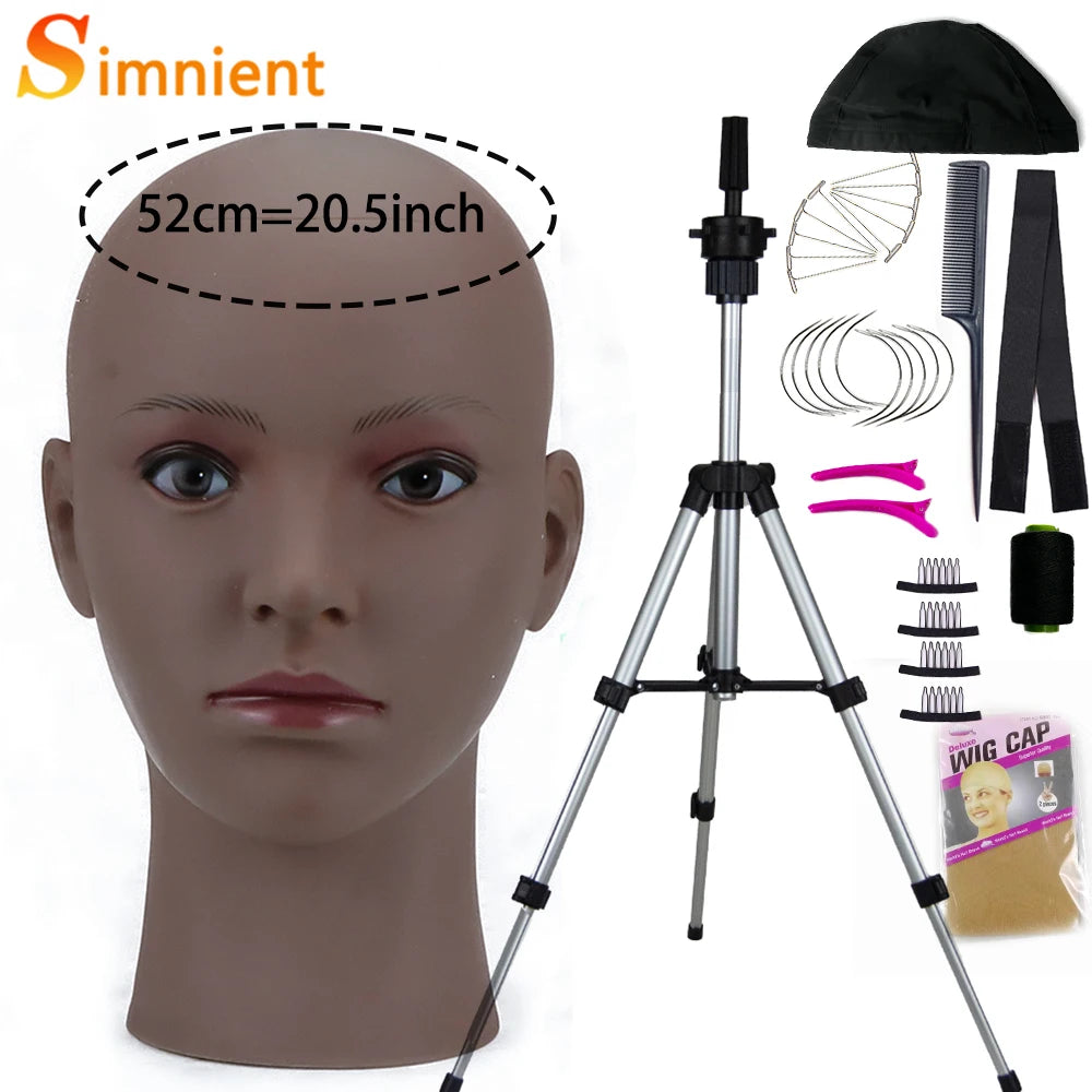 Mannequin Head With T-pin Wig Cap Tripod For Women Making Wig Hat Glasses Mask Display Cosmetology Manikin Head Makeup Practi