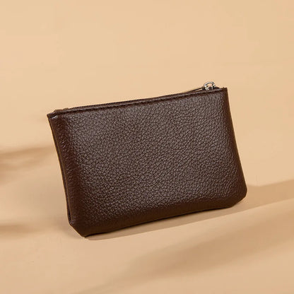 Women PU Leather Coin Purse Retro Litchi Pattern Zipper Pouch Mini Change Purses Unisex Solid Wallets Card Holder Storage Bag