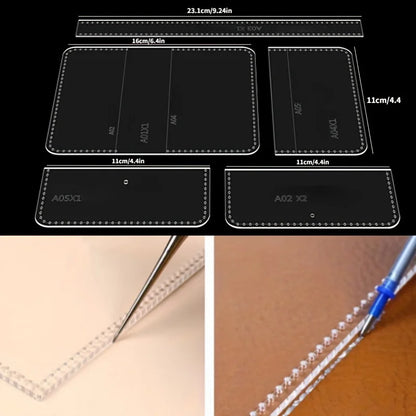 5Pcs/Set Transparent Acrylic Wallet & Card Bag Template DIY Leather Craft Making Tool Stencil