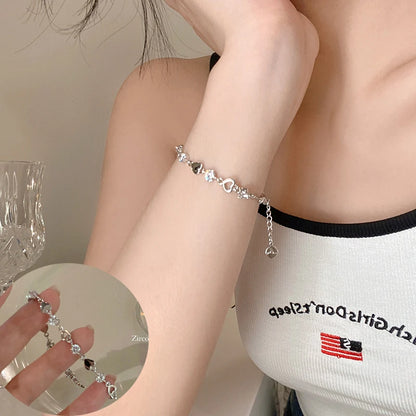 Zinc Alloy Bracelet Sparkling Zircon Flower Bracelet Handmade Bracelet Alloy For Daily Wear Fashion Accessory Party - Heart A