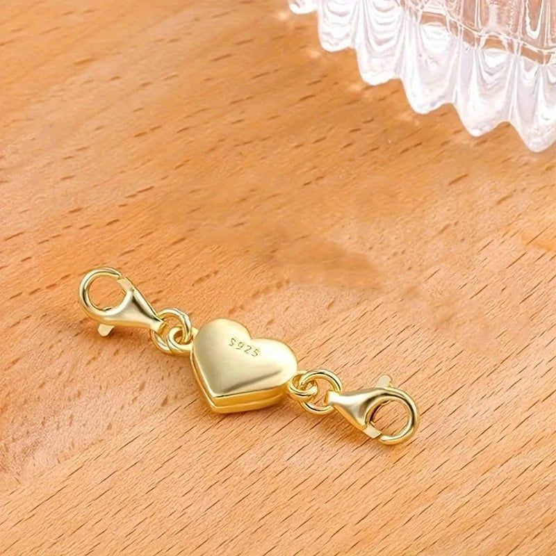 1pc Heart Magnetic Jewelry Connector Clasp Magnetic Necklace Clasp and Closure Double Chain Necklace Lobster Clasp