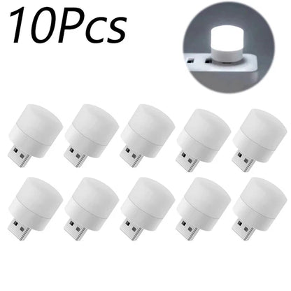 10/1PCS USB Night Light Mini LED Night Light USB Plug Lamp Power Bank Charging USB Book Lights Round Reading Eye Protection L