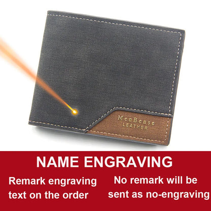 Free Name Engraving Men Wallets Slim Coin Pocket Photo Holder New Short Small Male Wallet Card Holder Frosted Leather Men Pur