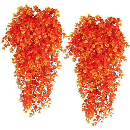 Artificial Hanging Plants Faux Eucalyptus Leaf Greenery Vine Outdoor UV Resistant Plastic Plants for DIY Home Wedding Decorat