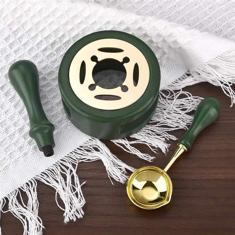 1/2/3pcs Wax Seal Set Wood Wax Melting Lacquer Furnace With /Spoon/Handle Wax Bead Melting Heater Wax Pot Heater For Stamp Cr