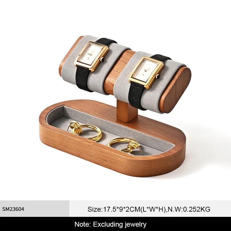 WoodTen Solid Wood Watches Display Stands Base Watch Necklace Bracelet Organizer Rack Bangle Scrunchie Headband Showcase Stan