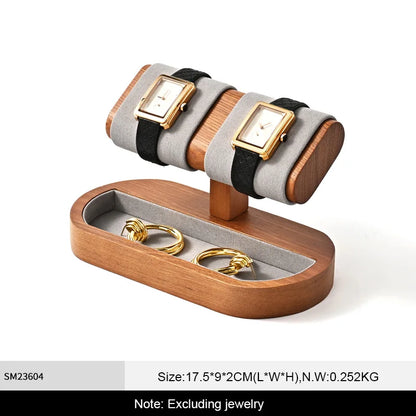 WoodTen Solid Wood Watches Display Stands Base Watch Necklace Bracelet Organizer Rack Bangle Scrunchie Headband Showcase Stan