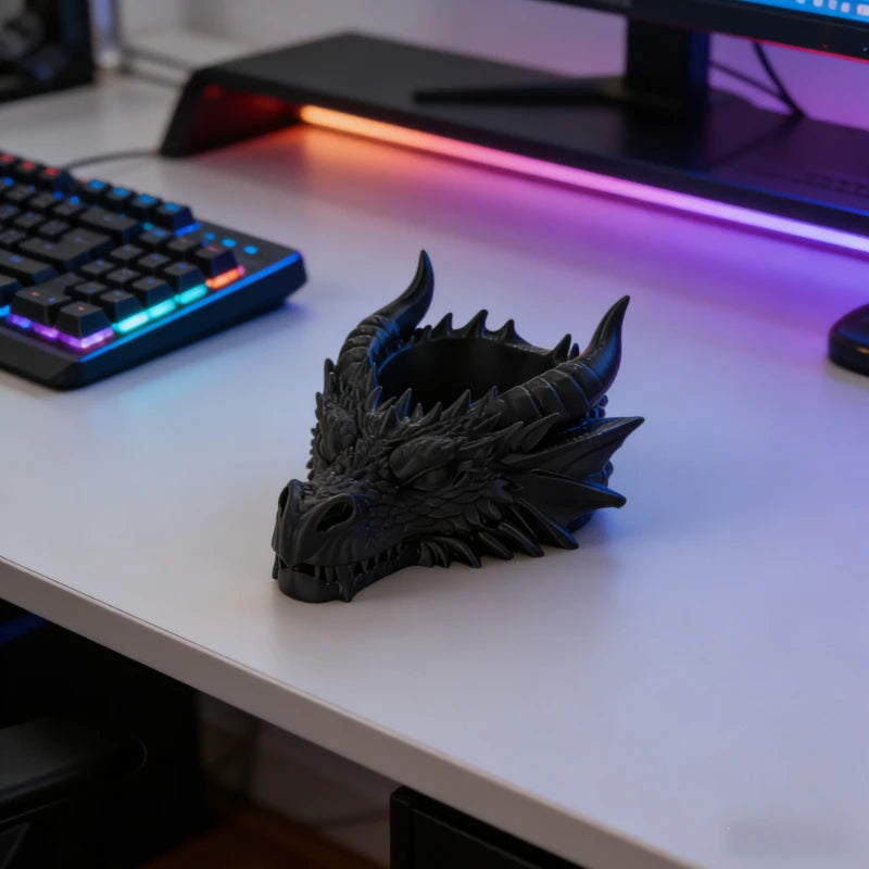 Cool Gothic Dragon Head Desktop Decor, Dark Series Jewelry Storage Organizer, Home Ornament