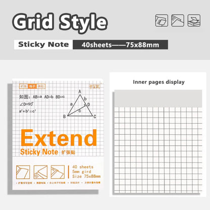 Lined/Blank/Grid Sticky Notes Clear See-Through No Blocking Text Extend Sticky Notes Self-Adhesive Memo Pads Gift - -S-Grid