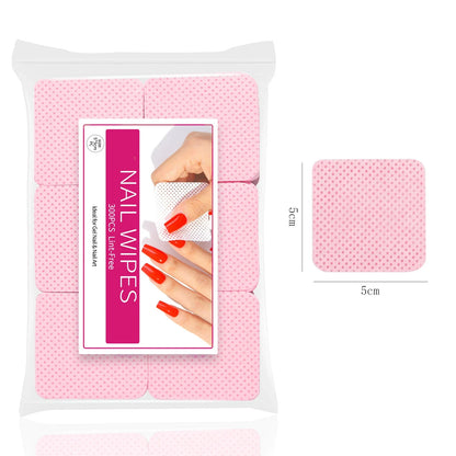 300pcs/Pack Lint-free Nail Polish Remover Napkin Colorful Cotton Wipes Paper Pads UV Gel Dust Cleaner Cleaning For Manicure T