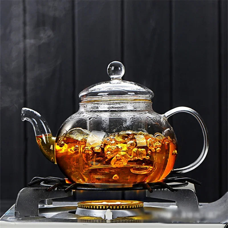 JUSTINLAU 400/1000ML Filterable Heat-resistant Thickened Glass Teapot High Borosilicate Glass Flower Tea Pot Glass Tea Pot Se