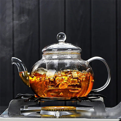 JUSTINLAU 400/1000ML Filterable Heat-resistant Thickened Glass Teapot High Borosilicate Glass Flower Tea Pot Glass Tea Pot Se