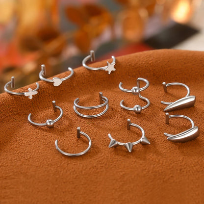 1PC Stainless Steel Fake Nose Ring Hoop Septum Rings Non-Pierced C Clip Lip Ring Earring Fake Nose Piercings Women Body Jewel