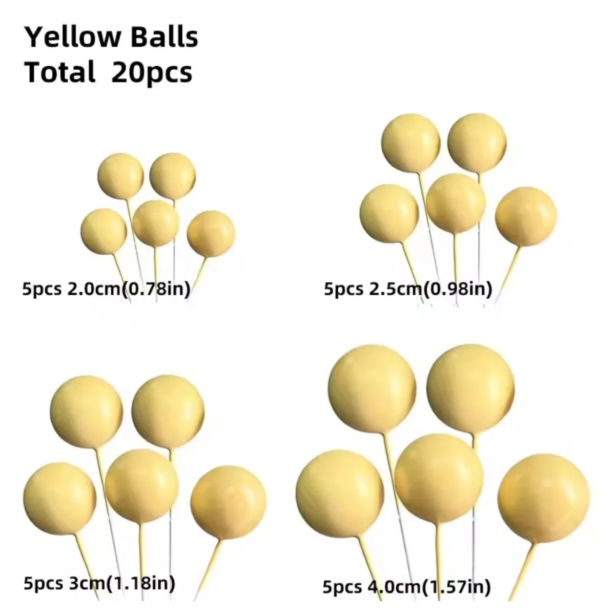 20 Pcs Ball Cake Topper Decorations Mini Balloons Cake Topper Sticks Gold Balls Cake Picks Cake Topper Balls Cake Decorations