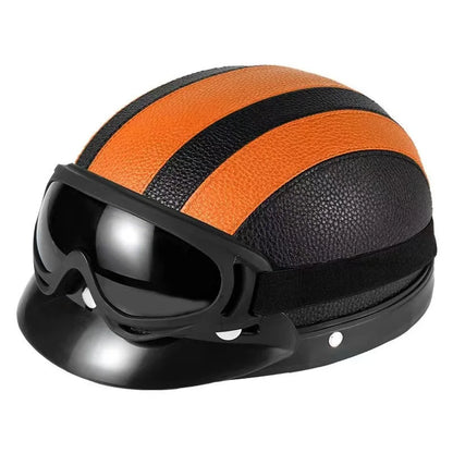 Vintage for Harley Leather Helmet for Men Women Winter Warm Universal Lightweight Half Helmet Electric Bicycles Great Gift Se