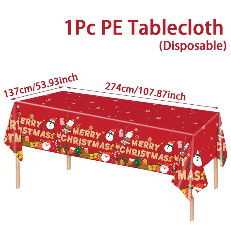 Disposable Christmas Tablecloth Merry Christmas Decors for Home 2024 Table Cover Xmas Ornament Navidad Natal New Year Gift 20