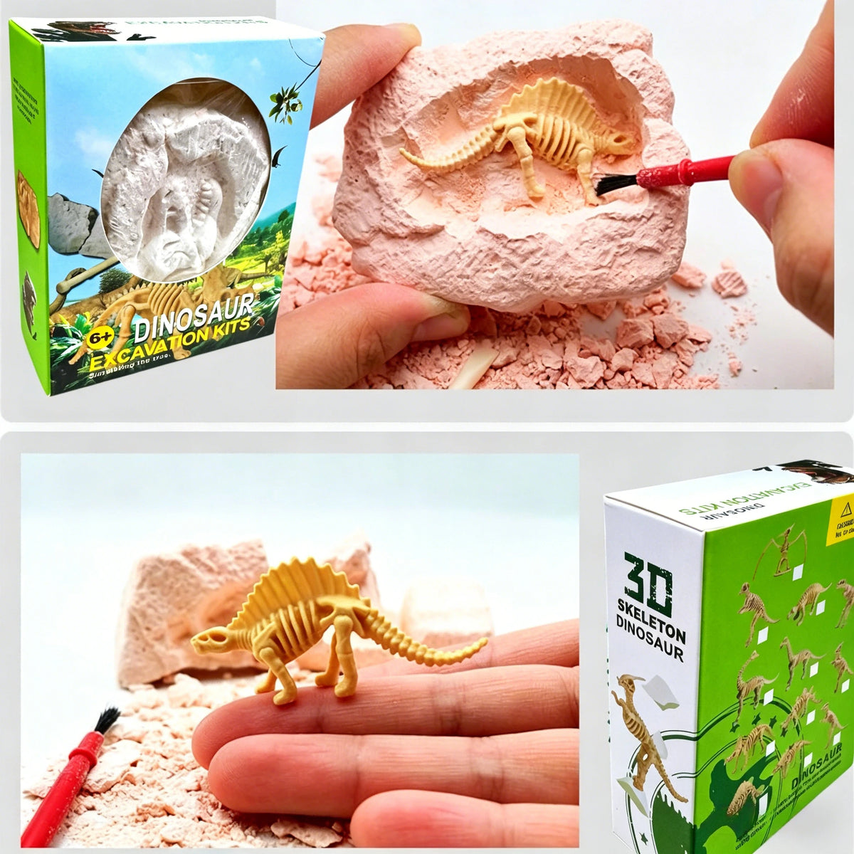 Dinosaur Skeleton Excavation Toy DIY Digging & Assembly Model, Archaeological Science Kit Fossil Experience for Educational P