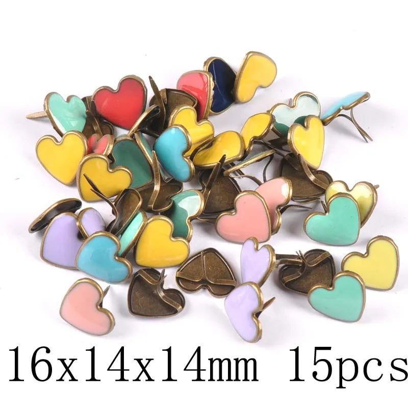 mix vintage Diy Brads Scrapbooking Embellishment Fastener Brad Metal Crafts Decoration CP2583 - 16x14x14mm 15pcs