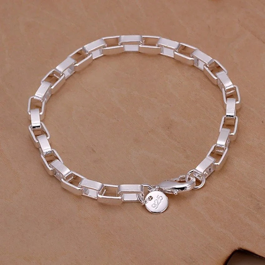 Fine Noble 925 Sterling Silver Solid Chain Bracelet For Women Men Charm Party Gift Wedding party Fashion Jewelry - H203