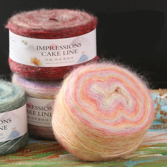 Crochet Yarn, 250M Gradient Colorful Mohair, Soft Velvet Cotton Blend, DIY Knitting Supplies, Hand Knitting Thread, Crochetin
