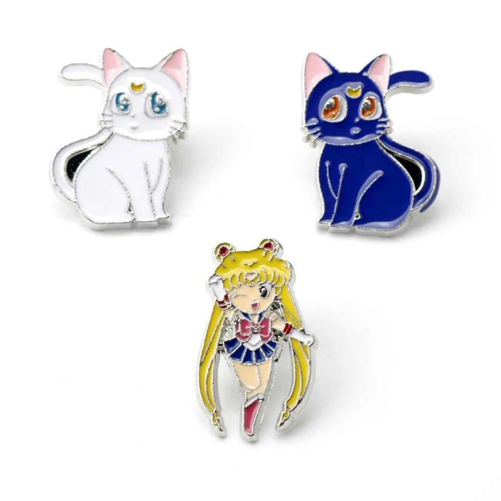 3pcs/set Anime Friends Enamel Pin Brooches for Women Manga Lapel Pins Badges on Backpack Cosplay Accessories Christmas Gift -