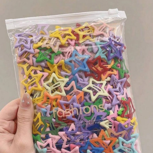 10/30/50pcs Colorful Star BB Hair Clips Girls Y2K Cute Star Barrettes Women Simple Metal Snap Clip Headdress Hair Jewelry Acc
