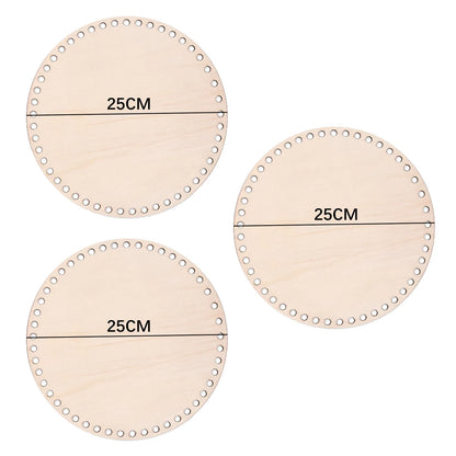 3 Pcs/Set Crochet Basket Base Poplar Plywood Unfinished Blank Cross Stitch Carved Hand-Woven DIY Crafts Basket Wooden Bottom 
