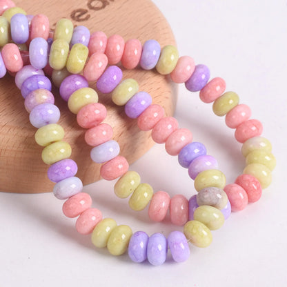 50pcs Mixed Colors Rondelle Shape 8x5mm Opaque Glass Loose Spacer Beads Lot For Jewelry Making DIY Bracelet Findings - Violet