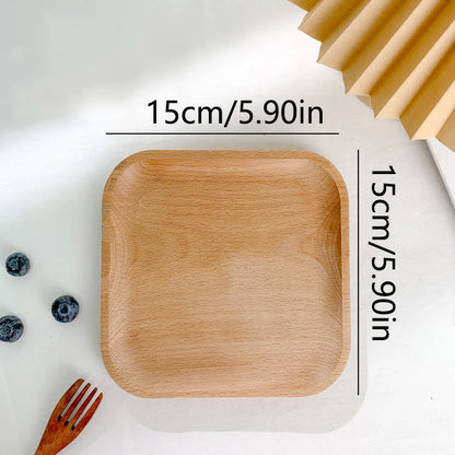 Wheat Stalk Tray Tableware Round Dessert Plate Japanese-Style Durable Heat Resistant Tray Coffee Tea Solid Wood Plate Tray - 
