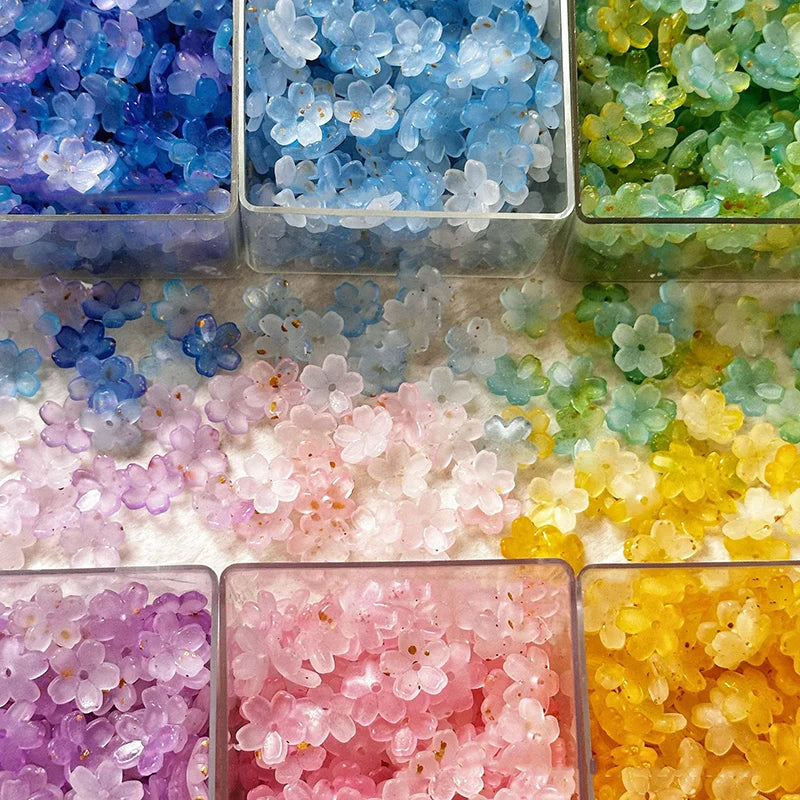 100Pcs/lot 10mm Colorful Flower Acrylic Spacer Beads For Jewelry Making DIY Bracelet Necklace Accessories
