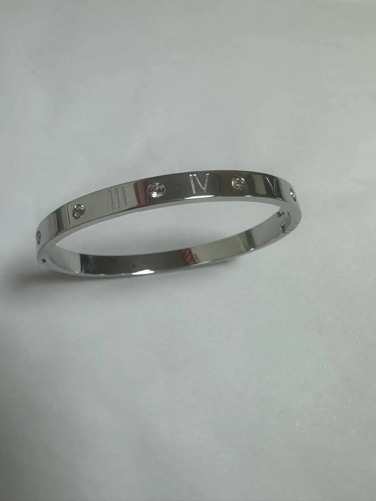 Stainless Steel With Zirconia Bracelet Bangle Simple Jewelry - B69 Silver