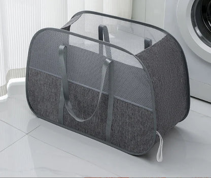 Mesh Pop-up Laundry Basket, Laundry Basket, Foldable Dirty Clothes Storage Basket, Large Capacity Storage Basket - GRAY