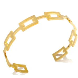 Fashion Simple Stainless Steel 3 Crystal Bracelet Bangle - B49 Gold