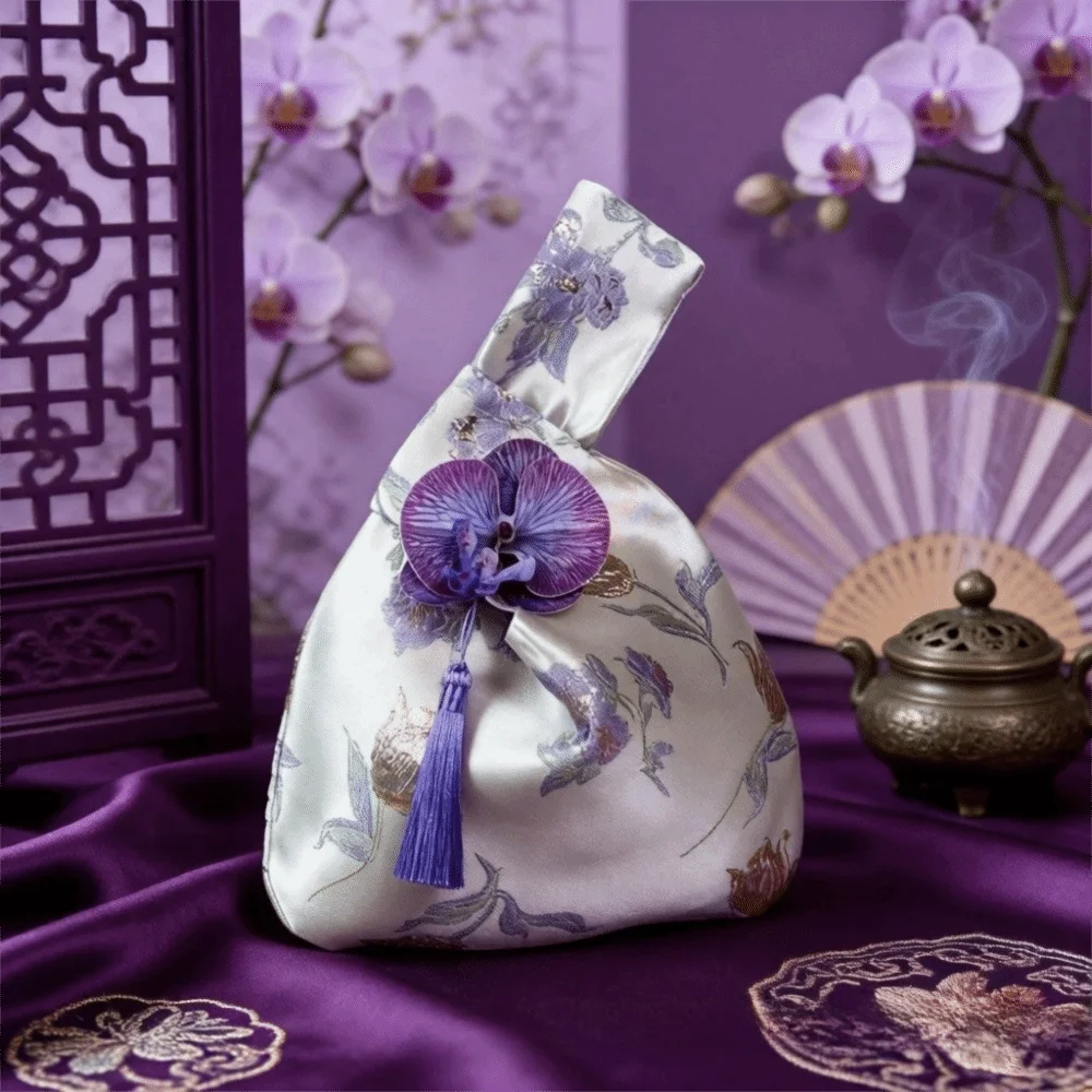 3Colors Tassel Wrist Bag Chinese Style Tassel Pendant Embroidery Hanfu Handbag Cheongsam Accessories Imitation Silk Gift Pouc