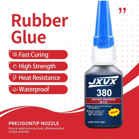 Black Rubber Glue, 20g Heavy Duty Rubber Adhesive Quick-Dry, Waterproof, Heat-Resistant for Sidewalls, RC Tires for Tire, Tub