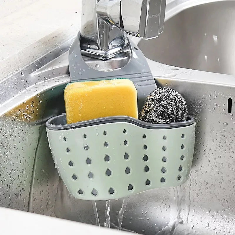 Kitchen Sink Holder Hanging Drain Basket Adjustable Soap Sponge Shelf Organizer Bathroom Faucet Holder Rack Kitchen Accessori