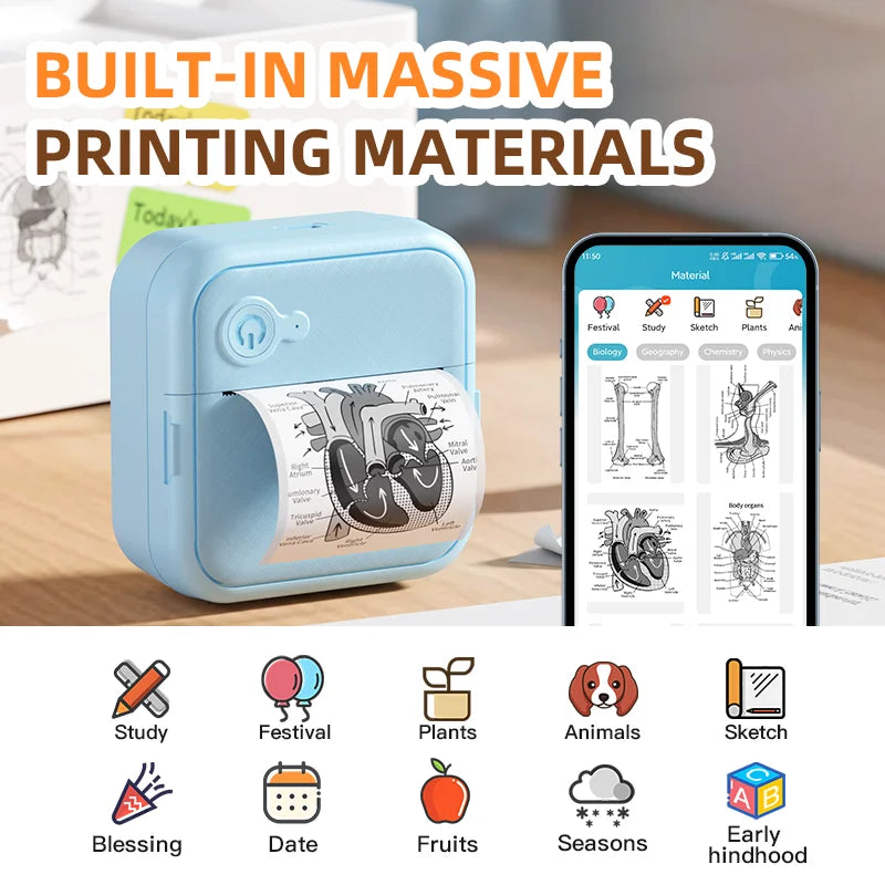 DOLEWA D8 Portable Mini Printers Wireless Bluetooth Inkless Sticker Maker