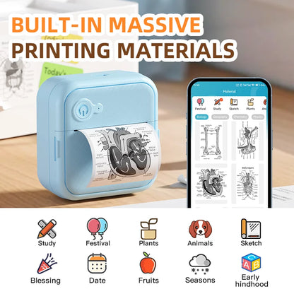 DOLEWA D8 Portable Mini Printers Wireless Bluetooth Inkless Sticker Maker