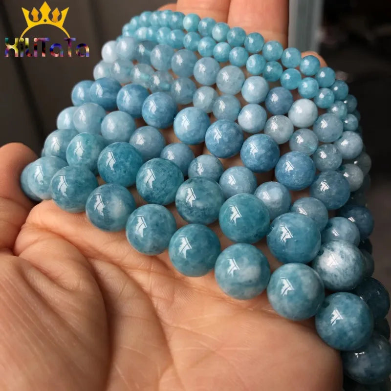Natural Stone Dark Blue Chalcedony Jades Beads Round Loose Spacer Beads For Jewelry Making 4/6/8/10/12mm DIY Handmade Bracele