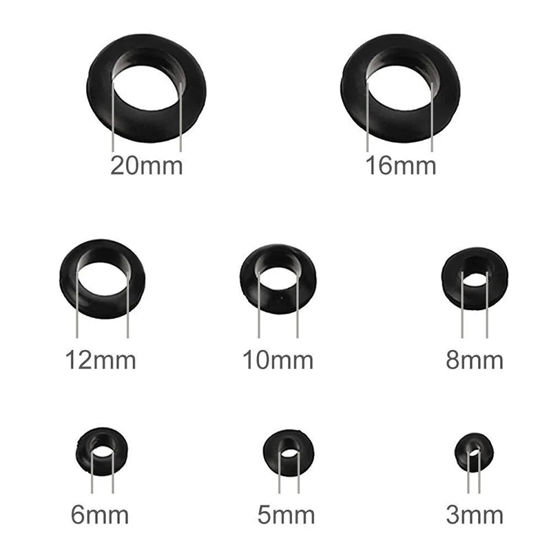 200pcs 3/5/6/8/10/12/16/20mm Rubber Seal Ring Oil Sealing Grommet Gasket for Protect Wire Cable Hole Protection Ring Shim Was